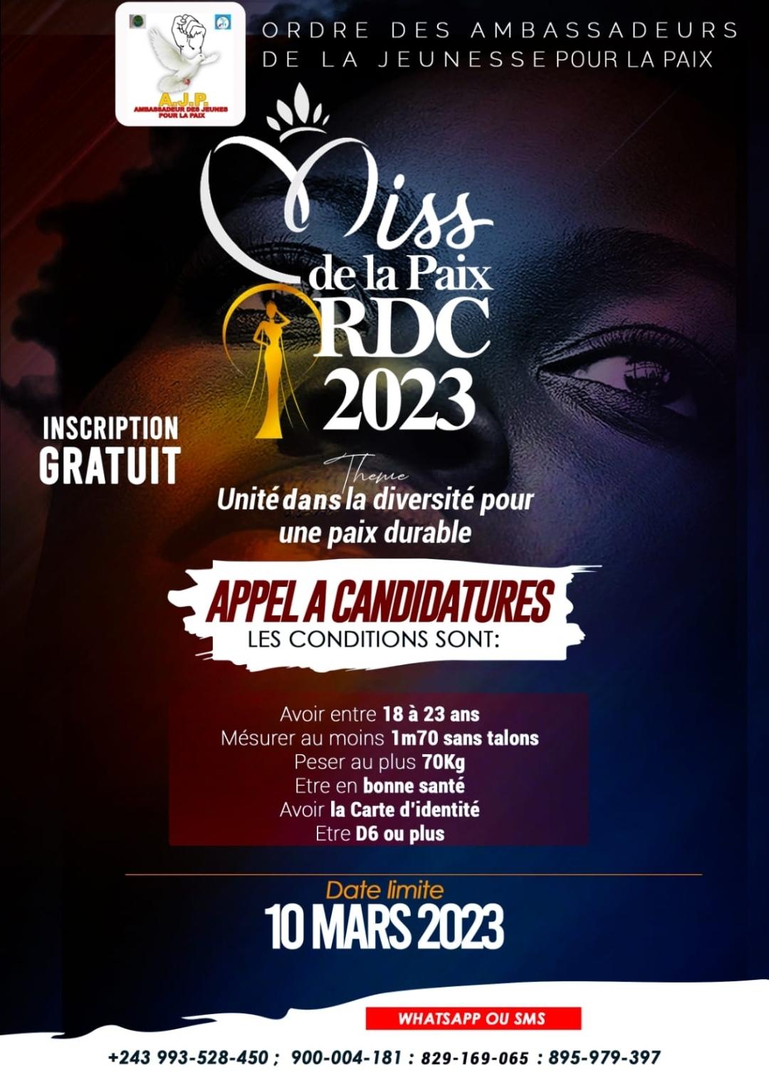 Miss de la paix rdc 2023